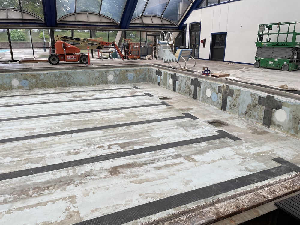 PVC membrane installation benefits for indoor pools, including waterproofing, hygiene, and durability