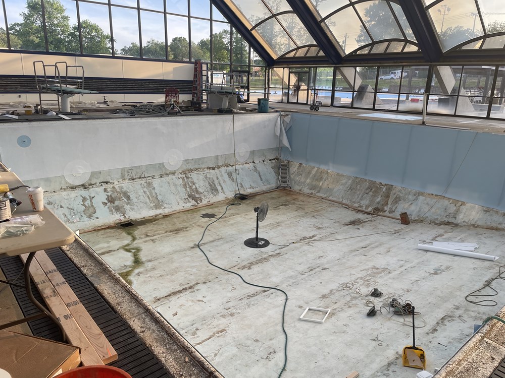PVC membrane liner installation in an older pool