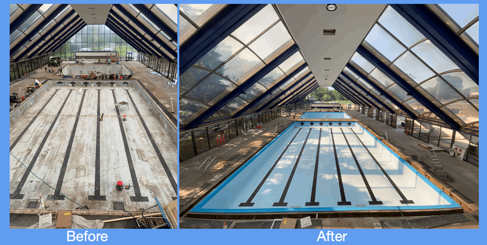 PVC membrane pool renovation project with waterproofing and modern design